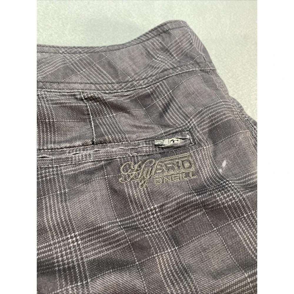 Oneil Mens Hybrid Shorts Swimming Trunks Black‎ Plaid Drawstring 32
